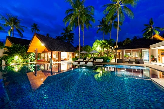 Night Pool and Villa
